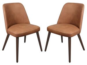 Avelay Vintage Cognac Faux Leather Dining Chairs In Pair