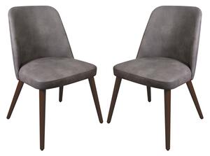 Avelay Vintage Steel Grey Faux Leather Dining Chairs In Pair