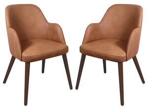 Avelay Vintage Cognac Faux Leather Armchairs In Pair