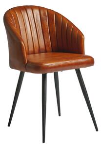 Bakewell Genuine Leather Tub Chair In Bruciato Tan