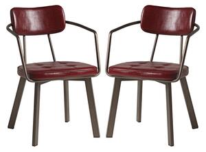 Alstan Vintage Red Faux Leather Armchairs In Pair