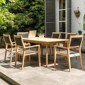 Robalt Extending Dining Table With 6 Armchairs In Natural