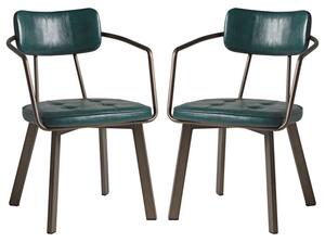 Alstan Vintage Teal Faux Leather Armchairs In Pair