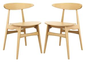 Clynnog Natural Oak Wooden Dining Chairs In Pair