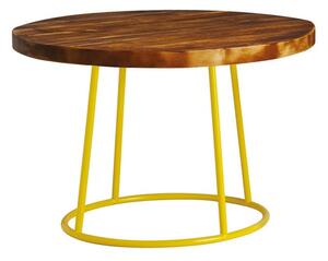 Morkan Industrial 75cm Rustic Coffee Table With Yellow Frame