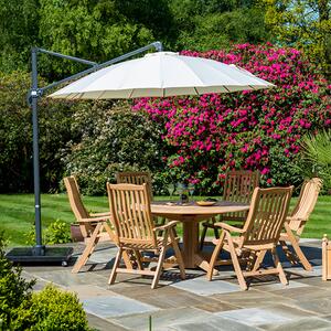 Robalt Wooden Dining Table With 6 Chairs And Parasol In Natural