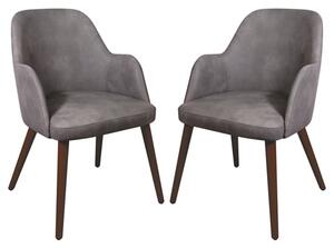 Avelay Vintage Steel Grey Faux Leather Armchairs In Pair