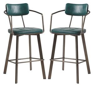 Alstan Vintage Teal Faux Leather Bar Stools In Pair