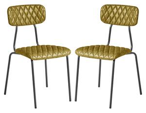 Kelso Vintage Gold Faux Leather Dining Chairs In Pair