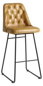 Hayton Genuine Leather Bar Stool In Vintage Gold