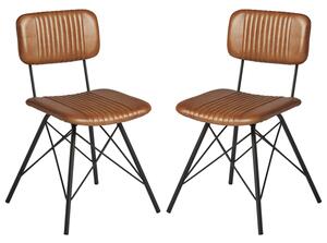 Dinas Light Tan Genuine Leather Dining Chairs In Pair