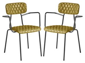 Kelso Vintage Gold Faux Leather Armchairs In Pair