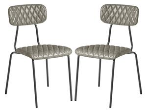 Kelso Vintage Silver Faux Leather Dining Chairs In Pair