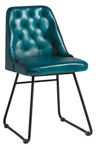 Hayton Genuine Leather Dining Chair In Vintage Blue