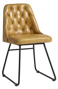 Hayton Genuine Leather Dining Chair In Vintage Gold