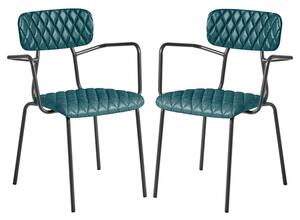 Kelso Vintage Teal Faux Leather Armchairs In Pair