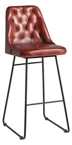 Hayton Genuine Leather Bar Stool In Vintage Red