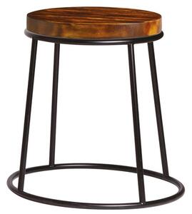 Mortan Industrial Raw Metal Low Stool With Rustic Aged Seat