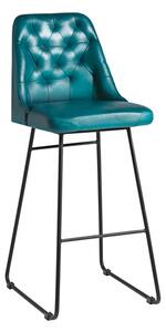 Hayton Genuine Leather Bar Stool In Vintage Blue