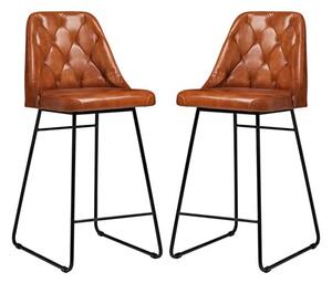 Hayton Bruciato Genuine Leather Bar Stools In Pair