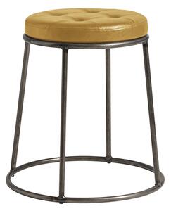 Mortan Industrial Gold Faux Leather Low Stool With Raw Frame