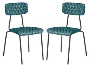 Kelso Vintage Teal Faux Leather Dining Chairs In Pair