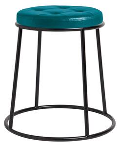 Mortan Industrial Teal Faux Leather Low Stool With Black Frame