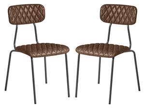 Kelso Vintage Brown Faux Leather Dining Chairs In Pair