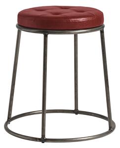 Mortan Industrial Red Faux Leather Low Stool With Raw Frame