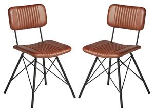 Dinas Bruciato Genuine Leather Dining Chairs In Pair