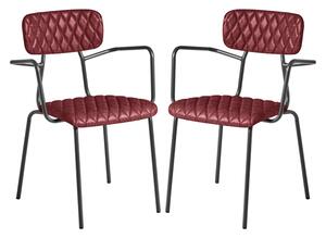 Kelso Vintage Red Faux Leather Armchairs In Pair