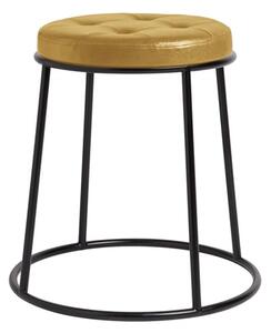 Mortan Industrial Gold Faux Leather Low Stool With Black Frame