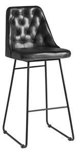 Hayton Genuine Leather Bar Stool In Vintage Black