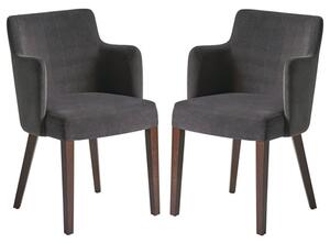 Lergs Curved Back Nordic Dark Grey Velvet Armchairs In Pair