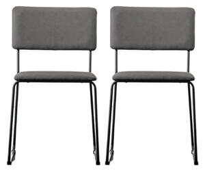 Chalk Slate Grey Faux Leather Dining Chairs In A Pair