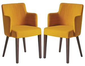 Lergs Curved Back Nordic Gold Velvet Armchairs In Pair