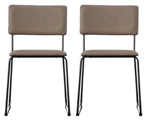 Chalk Brown Faux Leather Dining Chairs In A Pair