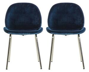 Flanaven Petrol Blue Velvet Dining Chairs In A Pair