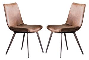 Honks Brown Faux Leather Dining Chairs In A Pair