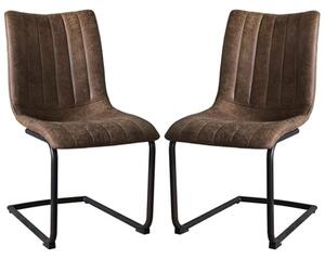 Edenton Brown Faux Leather Dining Chairs In A Pair