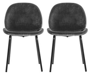 Flanaven Dark Grey Velvet Dining Chairs In A Pair