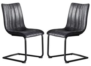 Edenton Grey Faux Leather Dining Chairs In A Pair