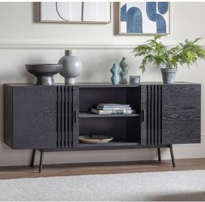 Holien Wooden TV Sideboard With 2 Doors In Black