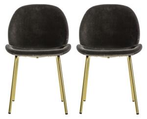 Flanaven Chocolate Brown Velvet Dining Chairs In A Pair