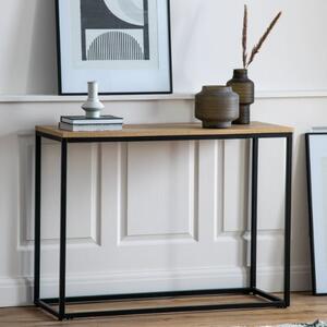 Hanley Wooden Console Table With Black Metal Frame In Natural