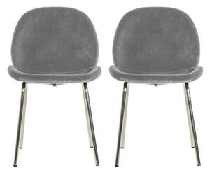 Flanaven Light Grey Velvet Dining Chairs In Pair