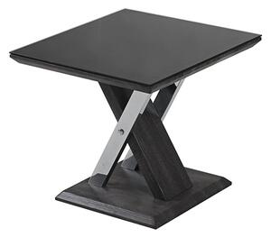 Prica Black Glass Top End Table With Black Base