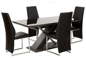 Prica Black Glass Top Dining Table With 4 Crystal Black Chairs