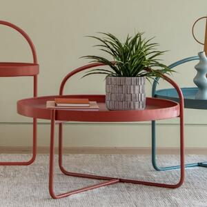 Marbury Round Metal Coffee Table In Coral