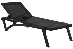 Palmont Synthetic Fabric Sun Lounger In Black